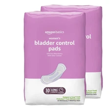 60 Ct Amazon Basics Incontinence Pads for Women Long, Bladder Control,