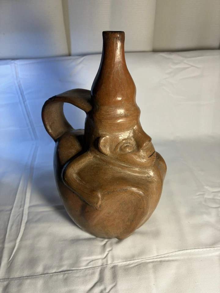 Brown Ceramic Character Jug Pitcher, Matte Finish Decorative Pottery - Image 2 of 4