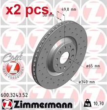 X2 PCS FRONT BRAKE DISC ROTOS X2 PCS SET 600.3243.52 ZIMMERMANN I