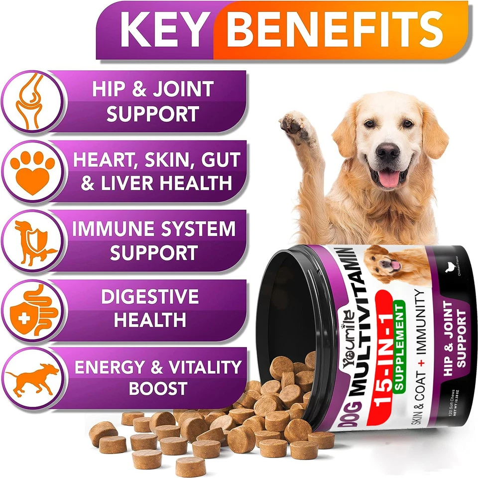 Dog Multivitamin Chewable with Glucosamine Vitamins for Senior & Puppy 120 Chews - Image 2 of 4