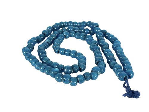 Antique AFRICAN Trade Beads Translucent Blue GHANA KROBO Recycled GLASS Necklace