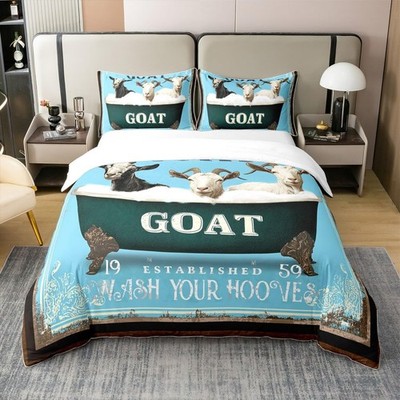 Funny Goat Cotton Duvet Cover Set Full Funny Farm Animal Bedding Set for Boys...