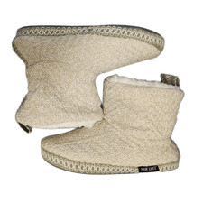 MUK LUKS Hera Slip-On Slipper Boots Womens US S 5-6 Multi Cable Knit Round Toe