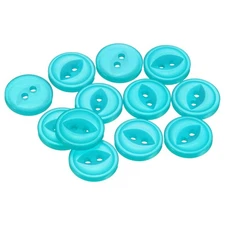 50pcs Lake Blue Round Sewing Buttons 12.5mm Resin 2-Hole Fish Eye Craft Button
