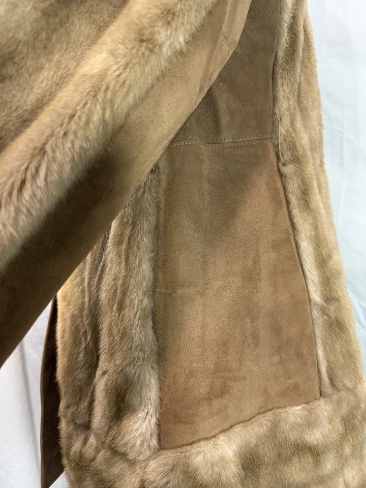 Vintage Adolph Schuman Lilli Ann Womens Faux Fur Coat Suede Trim Lined Pre-owned - Image 4 of 4