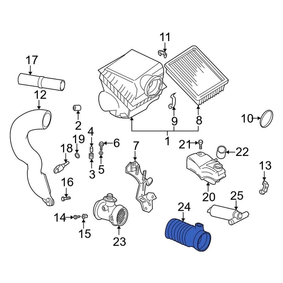 For BMW 540i 1997-1998 BMW 13711432410 Rear Engine Air Intake Hose Foto 2 de 2