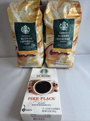 TWO Starbucks Blonde Espresso Whole Bean Coffee 1lb 16oz 453g Bag Light Roast