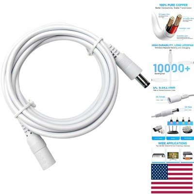 6ft Pure Copper 12V Extension Cable - Safe Power for Security Cameras & More