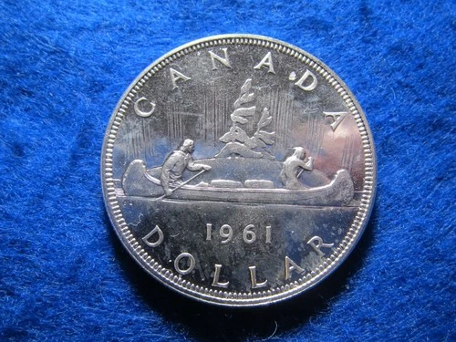 1961 Canada Silver Dollar - Nice Bright Uncirculated - Semi P/L - Bit Hazy