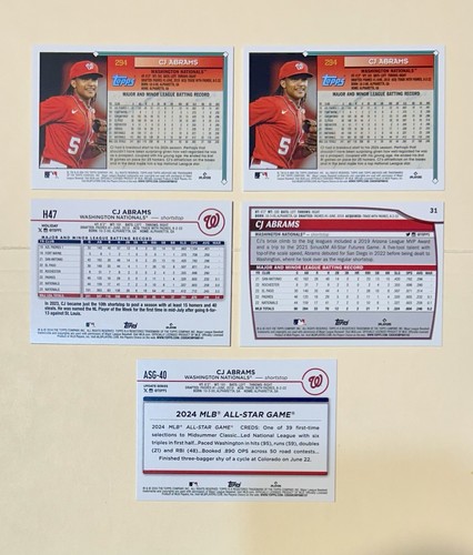 CJ ABRAMS ‘24 Topps Archv BLACK #294/294, & Topps #H47, #ASG-40, & ‘23 BL #31 - Picture 2 of 2
