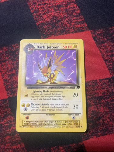Pokemon Dark Jolteon 38/82 1 Edition Near Mint Team Rocket Card Vintage - Picture 1 of 4