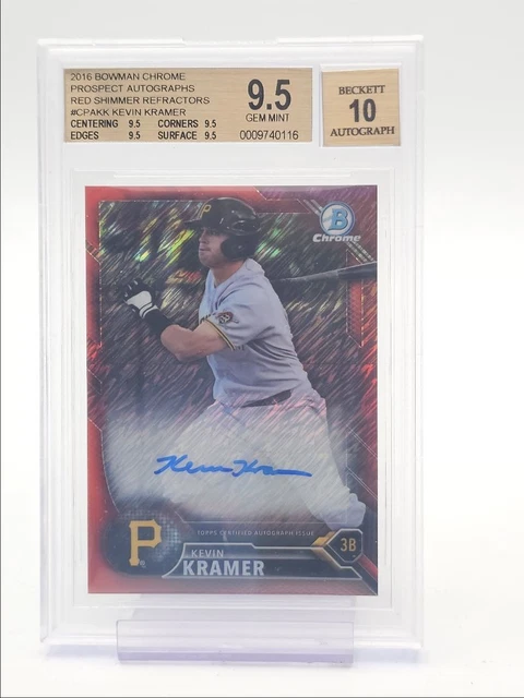 Kevin Kramer 2016 Bowman Chrome Red Shimmer Refractors Auto /10 BGS 9.5 Q6633