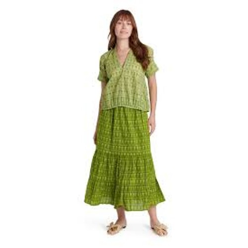 Livro Market Tiered Maxi Skirt in Dark Mossy Sprig Green 1467991 small S NEW - Picture 3 of 7