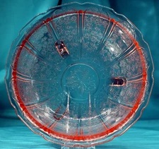 Jeanette Glass Pink 3 Footed Bowl In Cherry Blossom Pattern