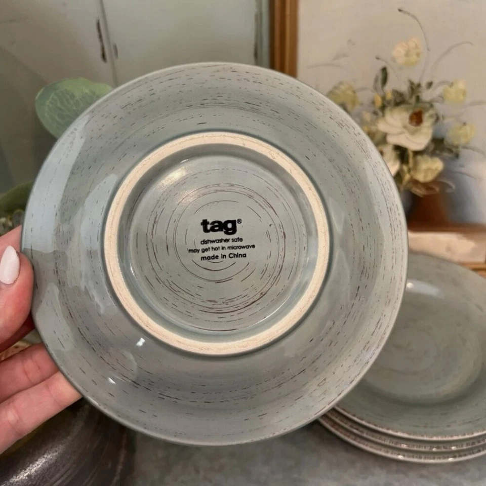 4 PIEZAS ETIQUETA Azul Pizarra Cocina 6.25" Comedor Servir Taza Café Platillo Desierto Platos Foto 4 de 4