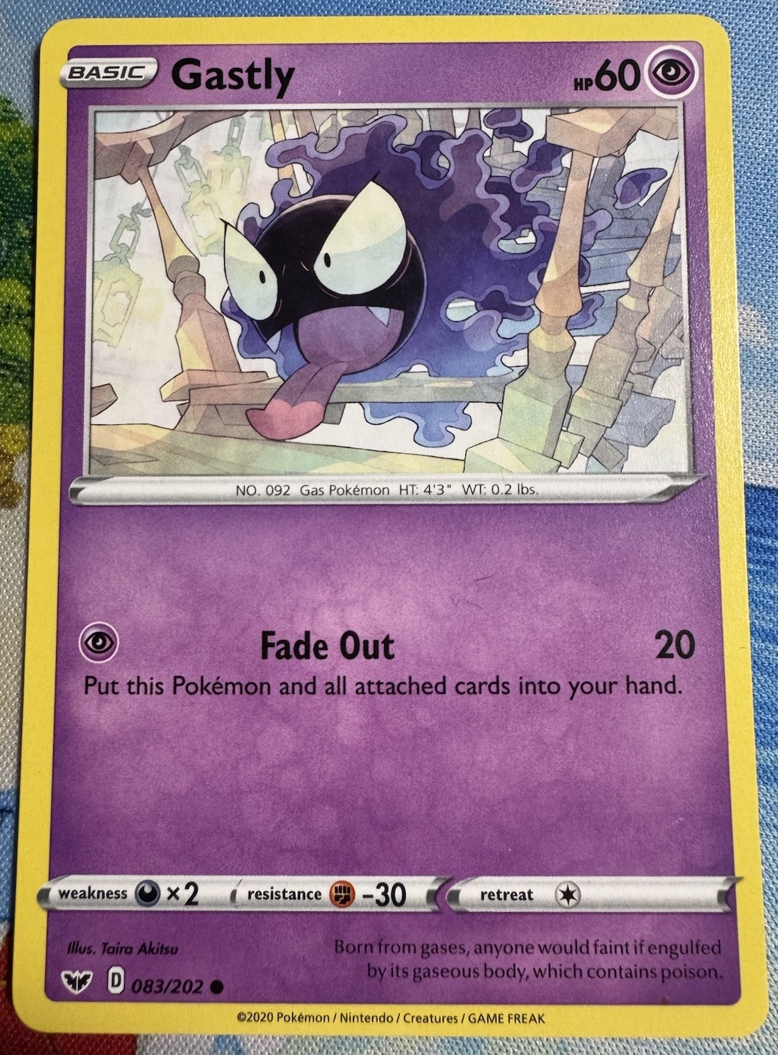 2020 Pokemon Card Sword & Shield Gastly 83/202 LP