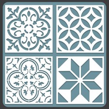 STENCILOGY  / 4 pcs. 12 x 12 Inches/Tile Stencil Set, Reusable Tile Stencils Set
