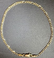 10K Solid Yellow Gold 2mm 7 Inch F garo Bracelet, Brand New