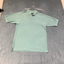Nike Golf Dri Fit Polo Shirt Mens S Green Striped Tennis Performance Side Slit