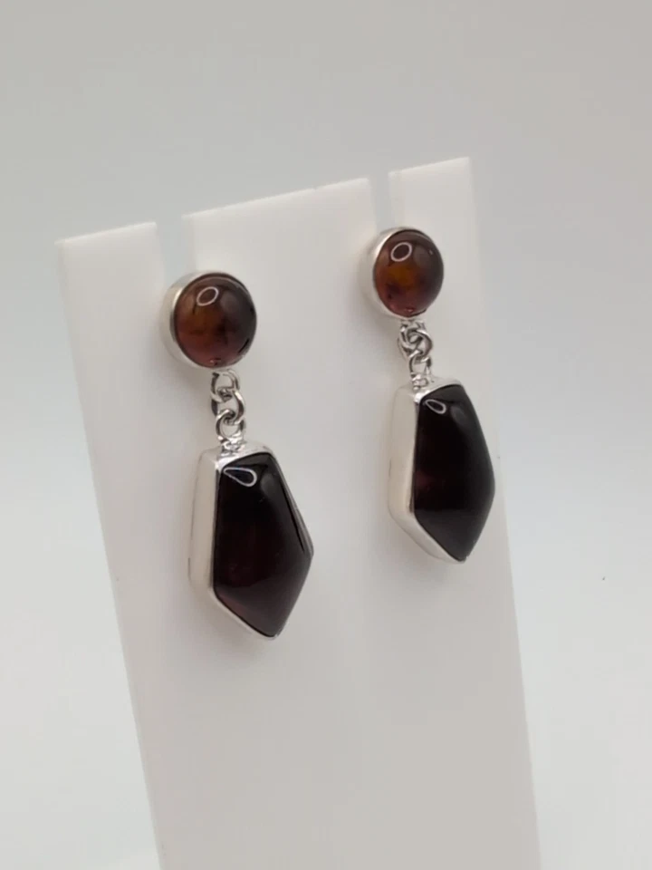 Jay King Mine Finds DRT  Sterling Silver Ukrainian Amber Dangle Earrings NIB - Image 2 of 4