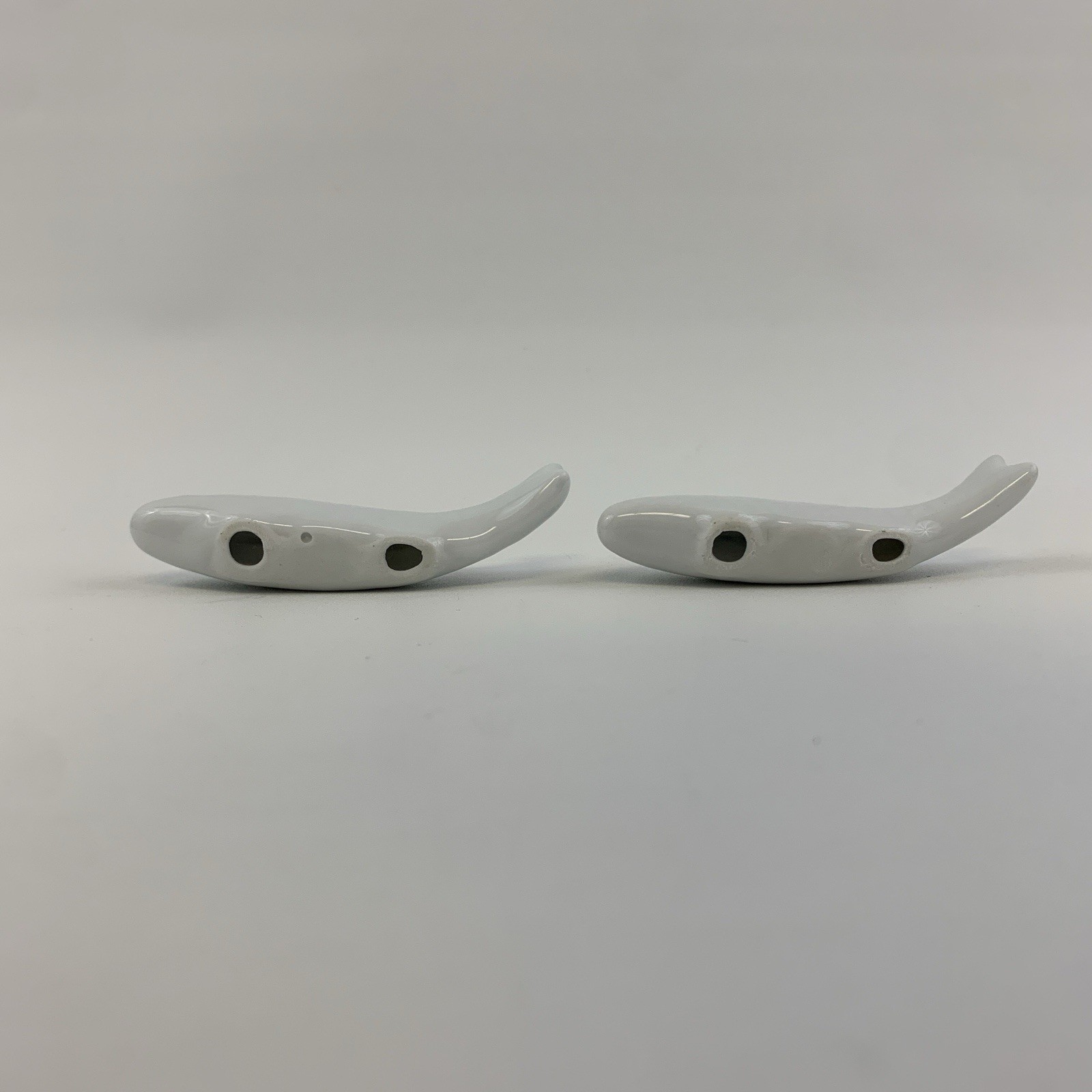 Miniature White Ceramic Porcelain Fish Figurines Set of 2