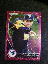 2021 Panini Prizm Draft #PDP129 Jackson Wolf Pink Velocity Prizm West Virginia
