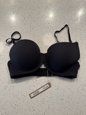 Skims Fits Everybody T-Shirt Bra Onyx 34C Solid Underwired Hook Eye