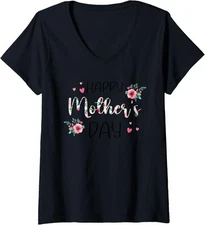 Happy Mothers Day, Mom Grandma Gift Design Mother Ladies' V-Neck Tshirt