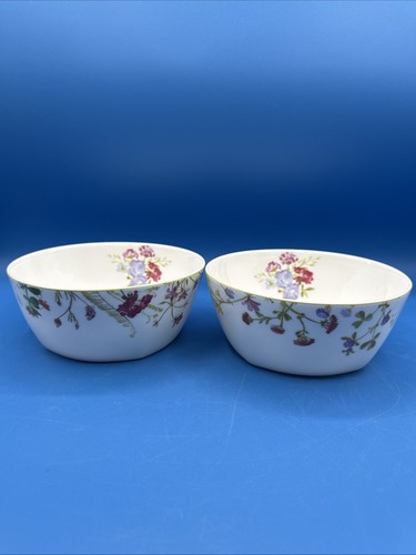 5 Mikasa WILDFLOWER GARDEN Blue Yellow LilacFloral Bone China Soup Ceral Bowls - Picture 8 of 15