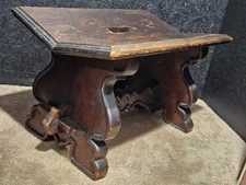 Antique Gout Stool Foot Stool c.1600-1920 Tilted Legs Italian?