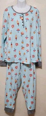 NWT Cuddl Duds X-large 2pc Long Sleeve Pajama Set Just Desserts 