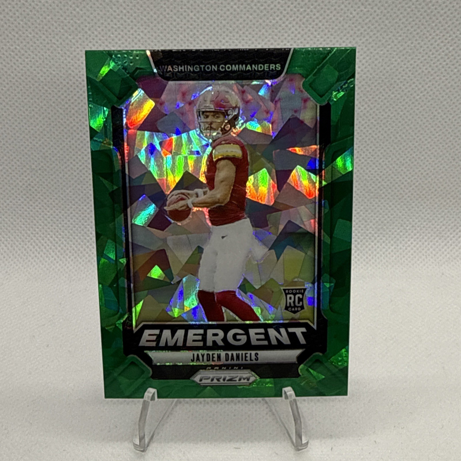 2024 Prizm Jayden Daniels Emergent RC Green Ice Rookie #2 Commanders