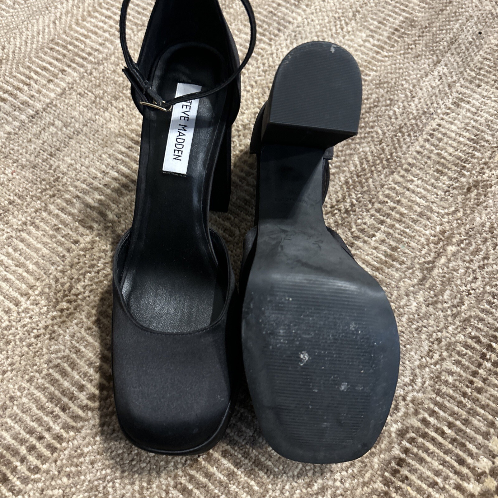 Steve Madden Agata Women's Satin Platform Chunky Block Heel Pumps 10M image 5
