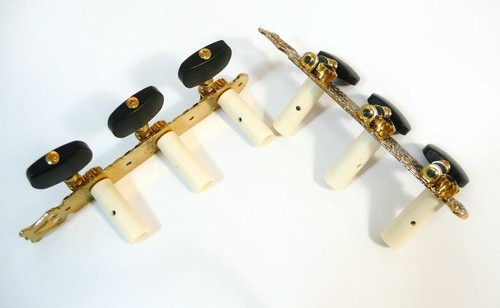 1/14 Classical Guitar machine head tuner gold&black plated ebony button 203G-E1 - Picture 2 of 4