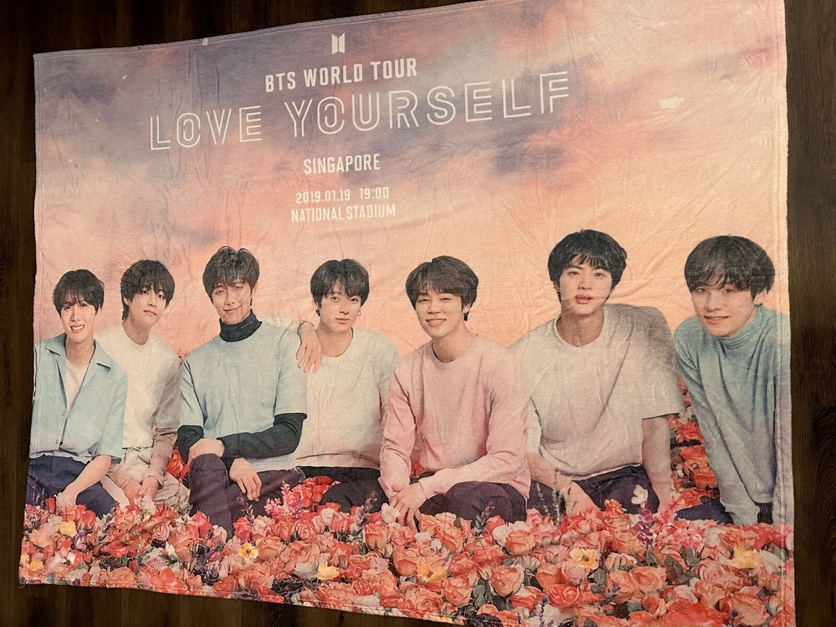 BTS Pop Group blanket throw , Multicolor, Singapore World Tour 75