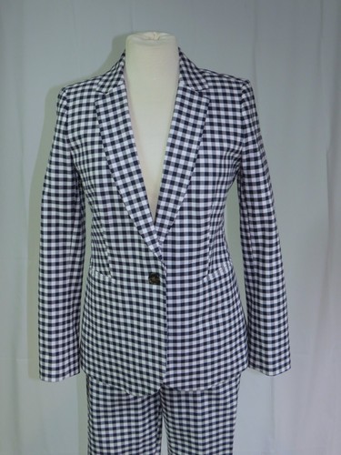 J. Crew Parke/Marte Blue White Gingham One Button Pantsuit 4 NWT - Picture 3 of 15