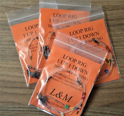 4 x 2 HOOK LOOP IMP & SRT MEERESANGELN RIGS 80lb KÖRPER Größe 1 STINGERHAKEN