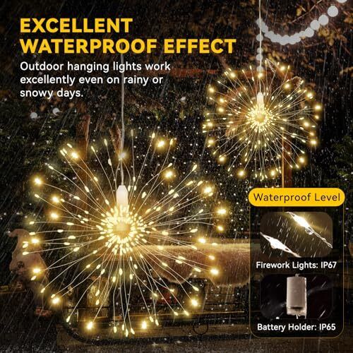 Pack Firework Lights 120 LED Copper Wire Firework Lights Modes 8 Warm White - Picture 3 of 7