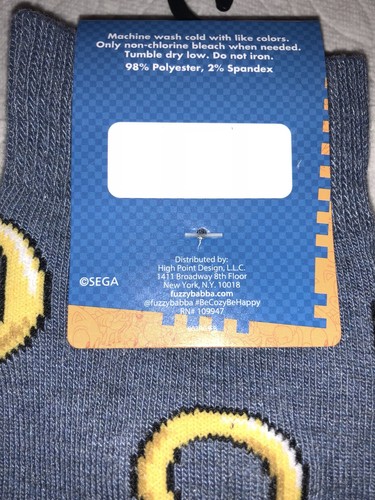 Sonic The Hedgehog Crew Socks 2 Pair Men 6.5-12 Gray Blue Gold Rings Video SEGA - Picture 4 of 10