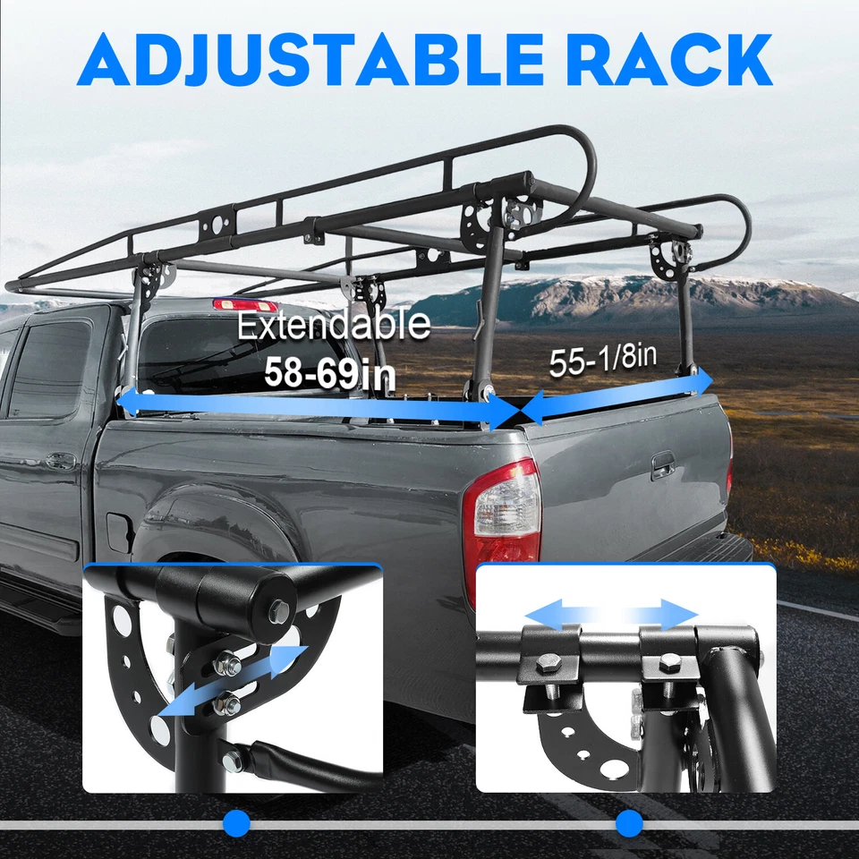 Adjustable FullSize Trunk Bed Truck PICKUP Rack Ladder Lumber Utility Kayak Foto 4 de 4