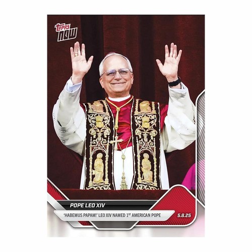 Tarjetas 2025 Topps Now Papa León XIV primer Papa Americano ~ EE. UU.* - Imagen 9 de 12
