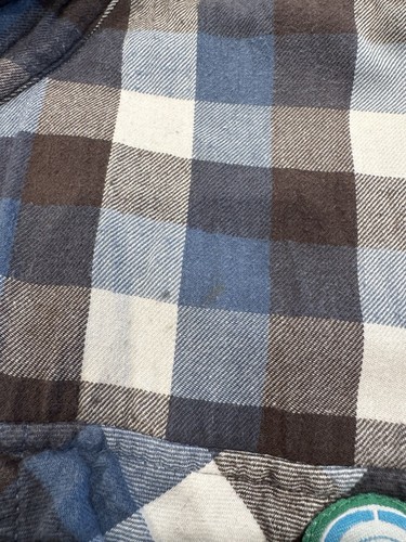 Y2K Metal Mulisha Jacket Blue Gray Plaid Flannel Sherpa Lined Mens LARGE - Picture 4 of 9