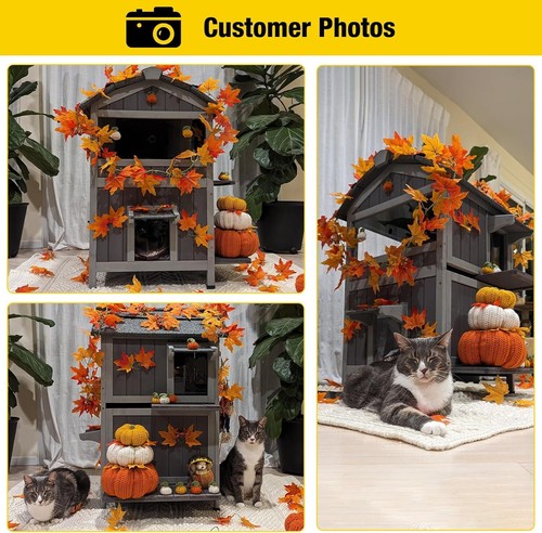 Outdoor Cat House with Insulated Liner Feral Cat Kitty Shelter for Winter Heated - 第 26/26 張圖片
