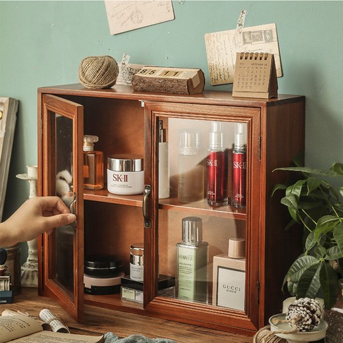 Rustic Wooden 9 Drawer Cupboard Drawers Shelf Desktop Small Cabinet Storage Box - Picture 3 of 26