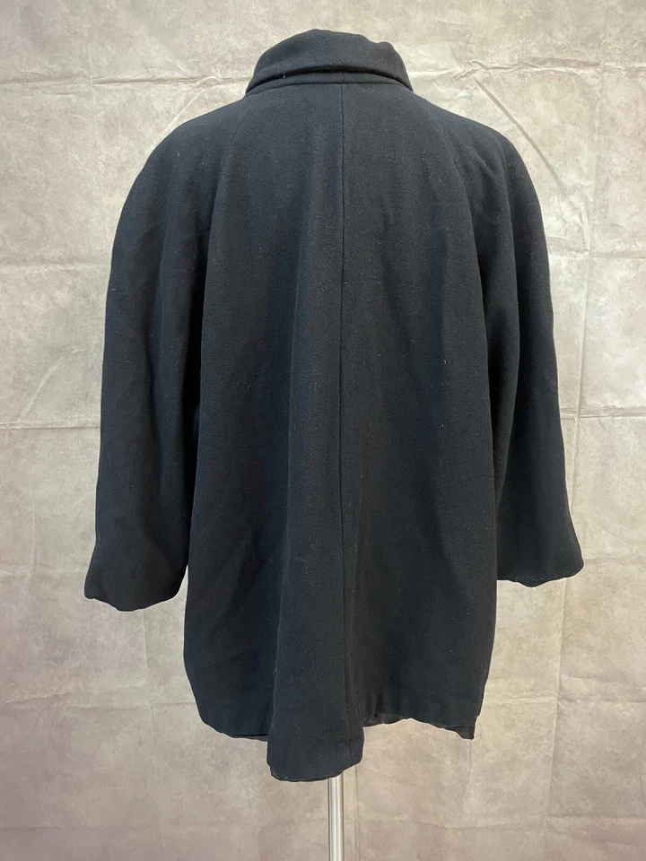 Abrigo para mujer Fitting Image negro 100 % lana pura doble botonadura Foto 3 de 4