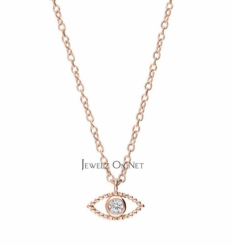 14K Gold 0.05 Ct. Genuine Diamond Evil Eye Charm Pendant Necklace Fine Jewelry - Picture 5 of 6