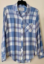 Rails Hunter Blue Lake Coral Plaid XS Women's Button Up Shirt NEW!