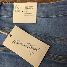 NWT Universal Thread High Rise MIDI Shorts Women 14 Denim Stretch Inseam 4