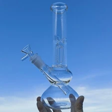 10inch Clear Glass Bong Water Pipe Smoking Hand Pipes Hookah Shisha + 14mm Bowl