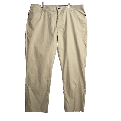Public Rec Pant Men 44X29  TAN Chino Tech Flat Front Straight Leg stretch